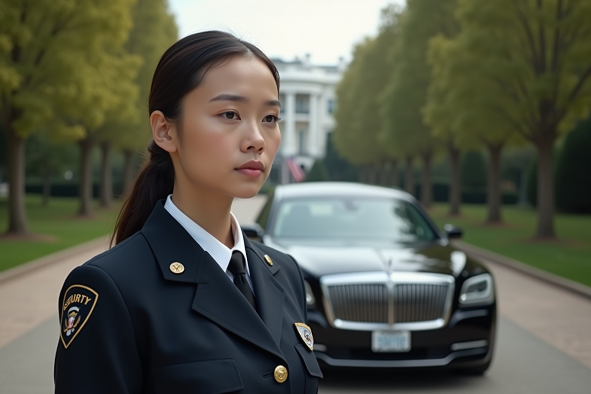 Agent de sécurité féminin près d