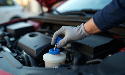 Vérification de l'huile moteur d'une Peugeot 308 en journée
