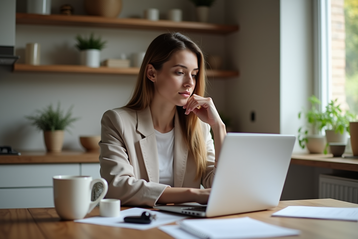 Jeune femme comparant des options d