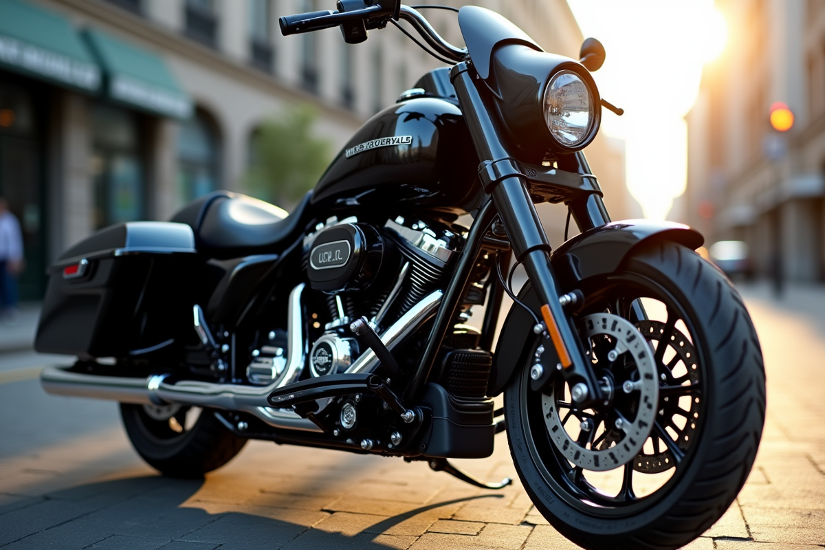 Détail du moteur d une moto de tourisme propre et bien entretenue