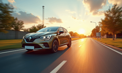 Renault Clio moderne sur route ensoleillee avec systemes de securite